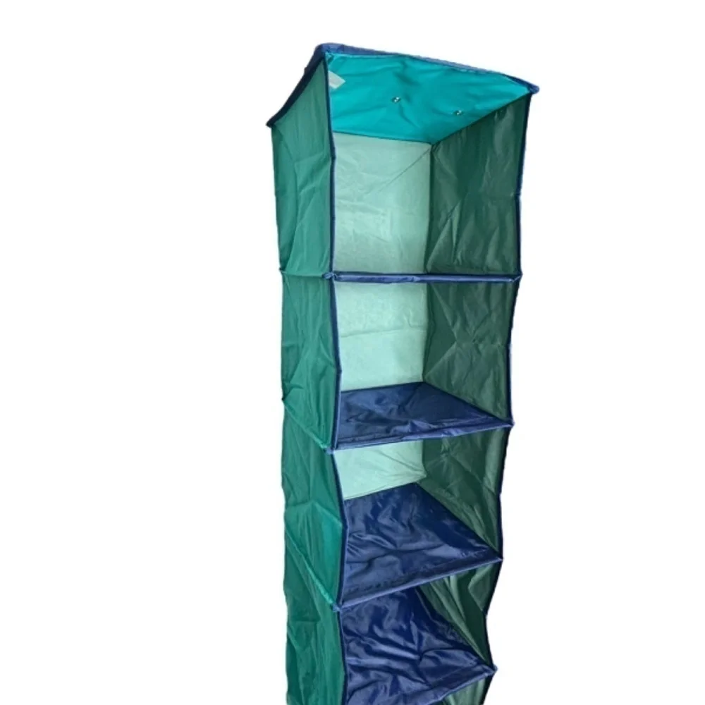 Storage 6 Shelf Organizer Space Saver Blue Fabric Over Closet Rod Hanging